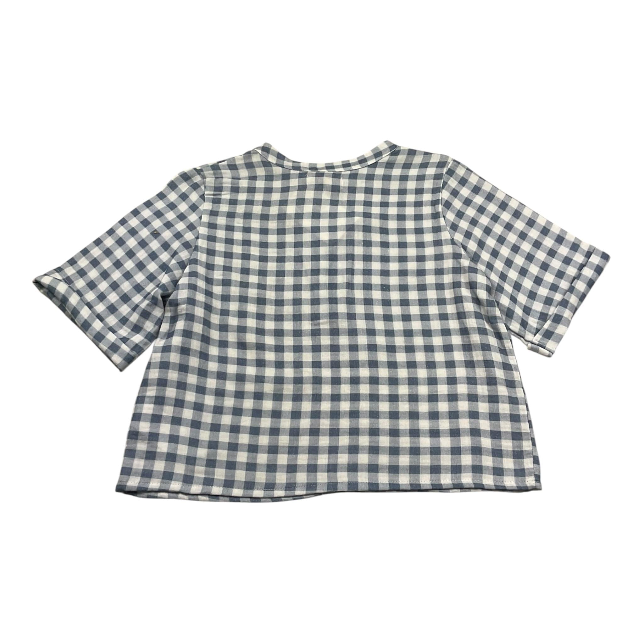 Petit Indi Camicia Tinta Unita con Fantasia A Quadri per Bambino SS25BK7133 BLU PETIT INDI 