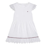 Tommy Hilfiger Abito Firocollo Tinta Unita con Ricami per Neonata KN0KN02046 BIANCO TOMMY HILFIGER 
