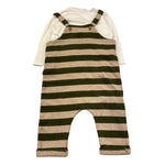 TEDDY E MINOU completo 2 pezzi shirt-salopette fantasia a righe Verde/beige per Neonato I23CP031M1087 VERDE/BEIGE TEDDY E MINOU 