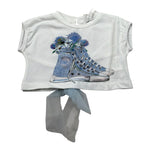 M+E' T-Shirt Girocollo Tinta Unita con Stampa per Neonata UE1262 BIANCO M+E' 