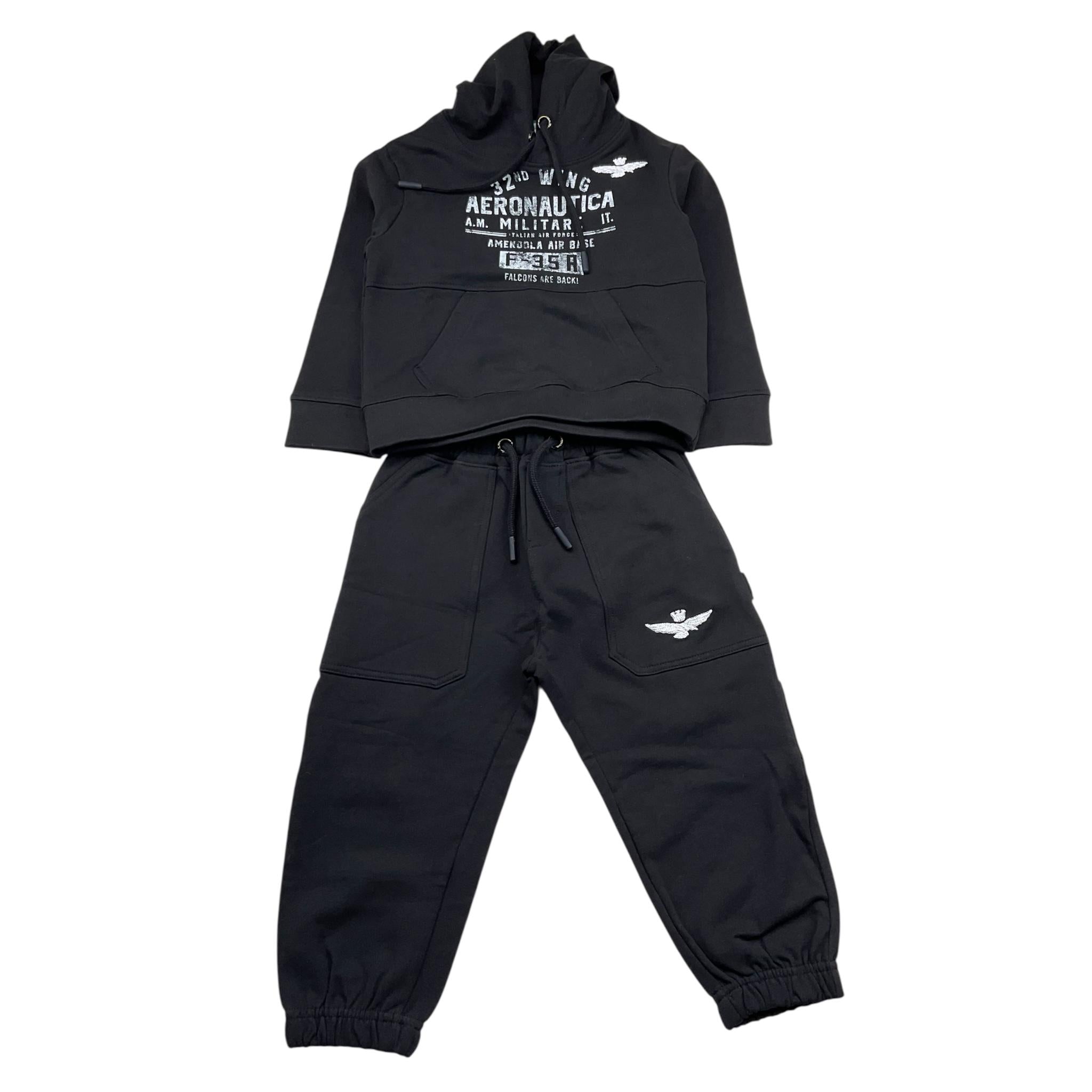 Aeronautica Militare Completo 2 Pezzi Felpa-Pantalone Tinta Unita per Neonato 251TF0005AJ NERO AERONAUTICA MILITARE 
