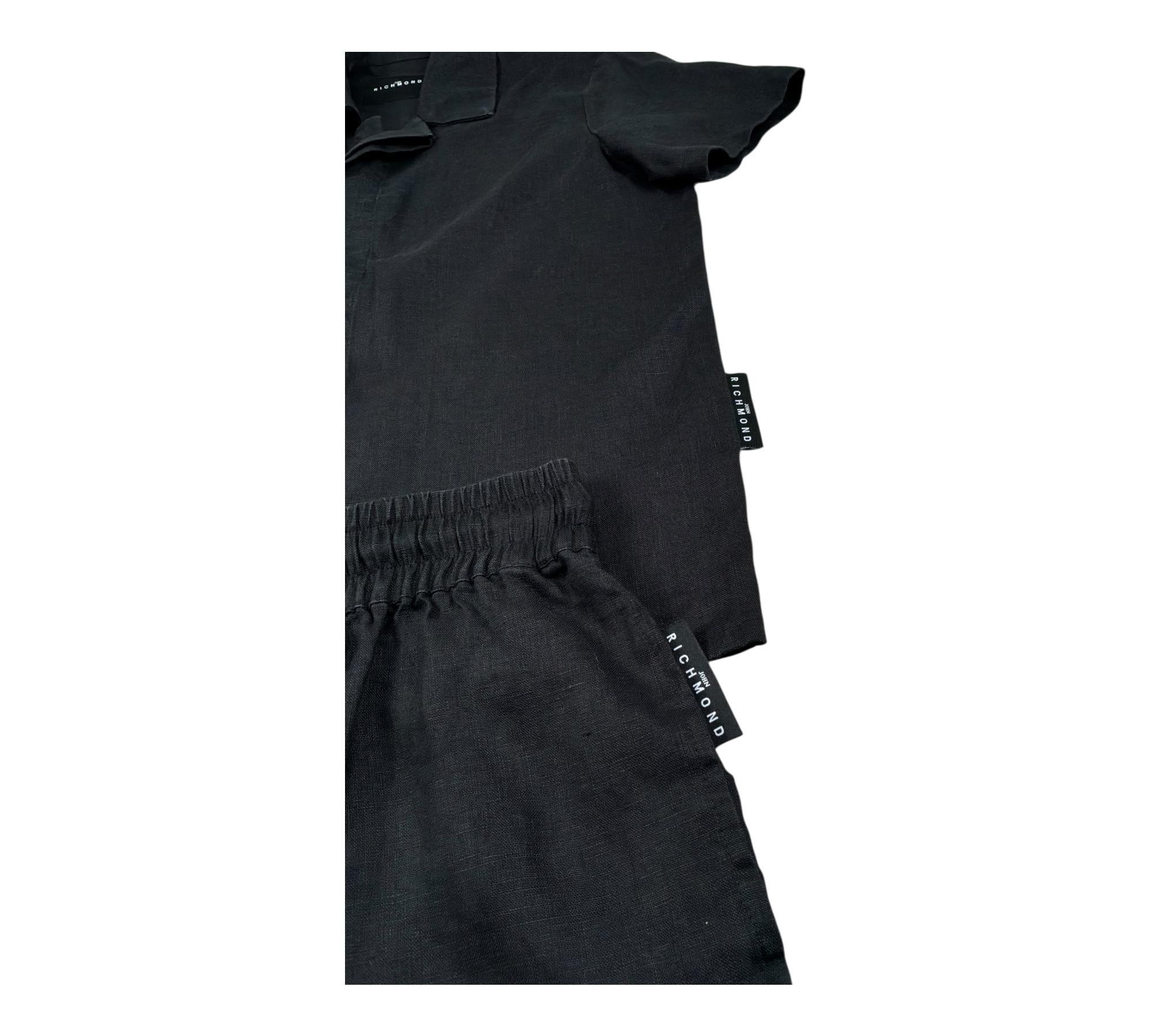 John Richmond Completo 2 Pezzi Camicia-Bermuda Tinta Unita per Bambino RBP26213CL NERO JOHN RICHMOND 