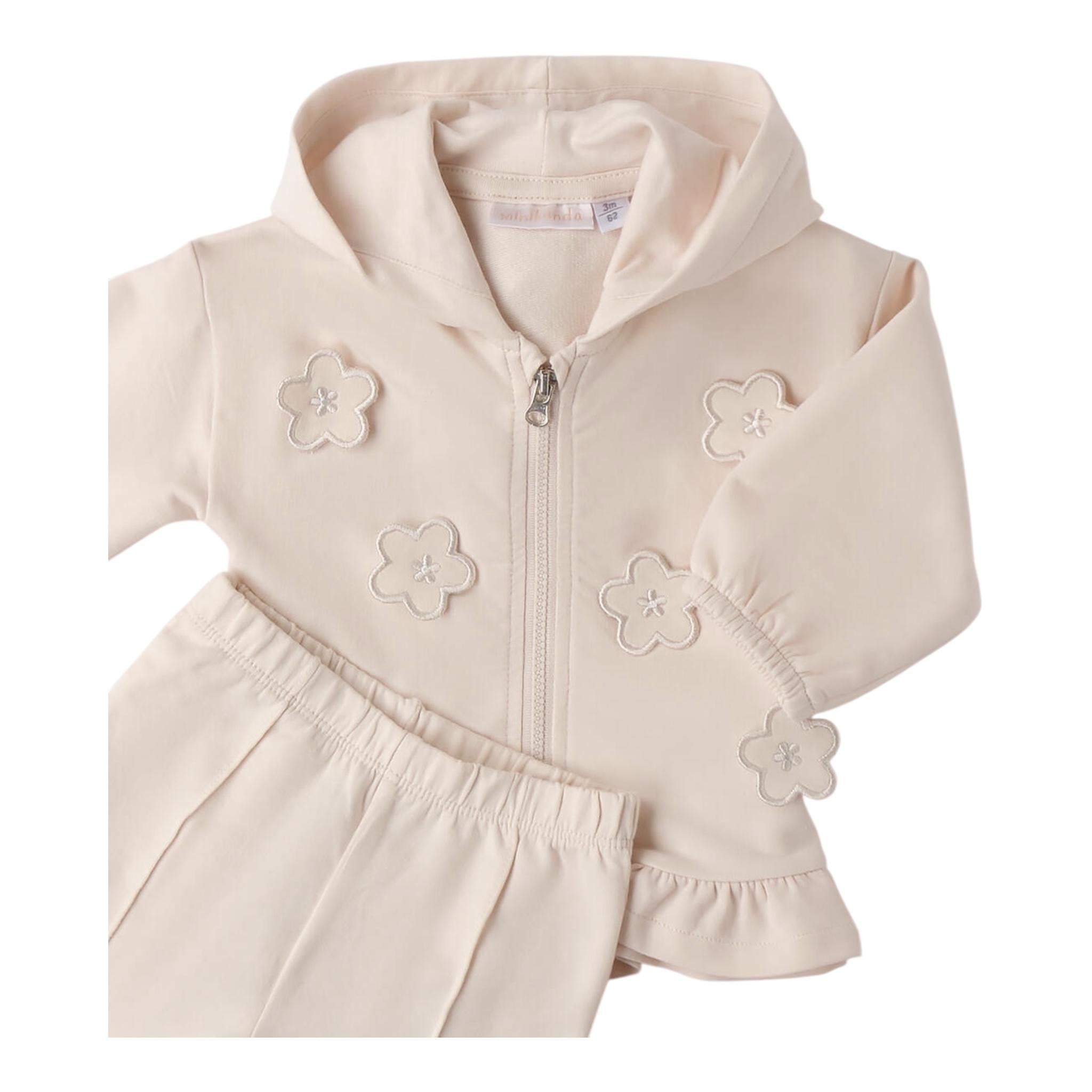 Minibanda Completo 2 Pezzi Felpa con Zip-Pantalone per Neonata 3B744 BEIGE MINIBANDA 