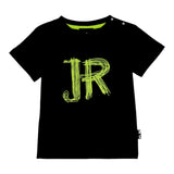 John Richmond T-Shit Girocollo Tinta Unita Logata Nero per Neonato