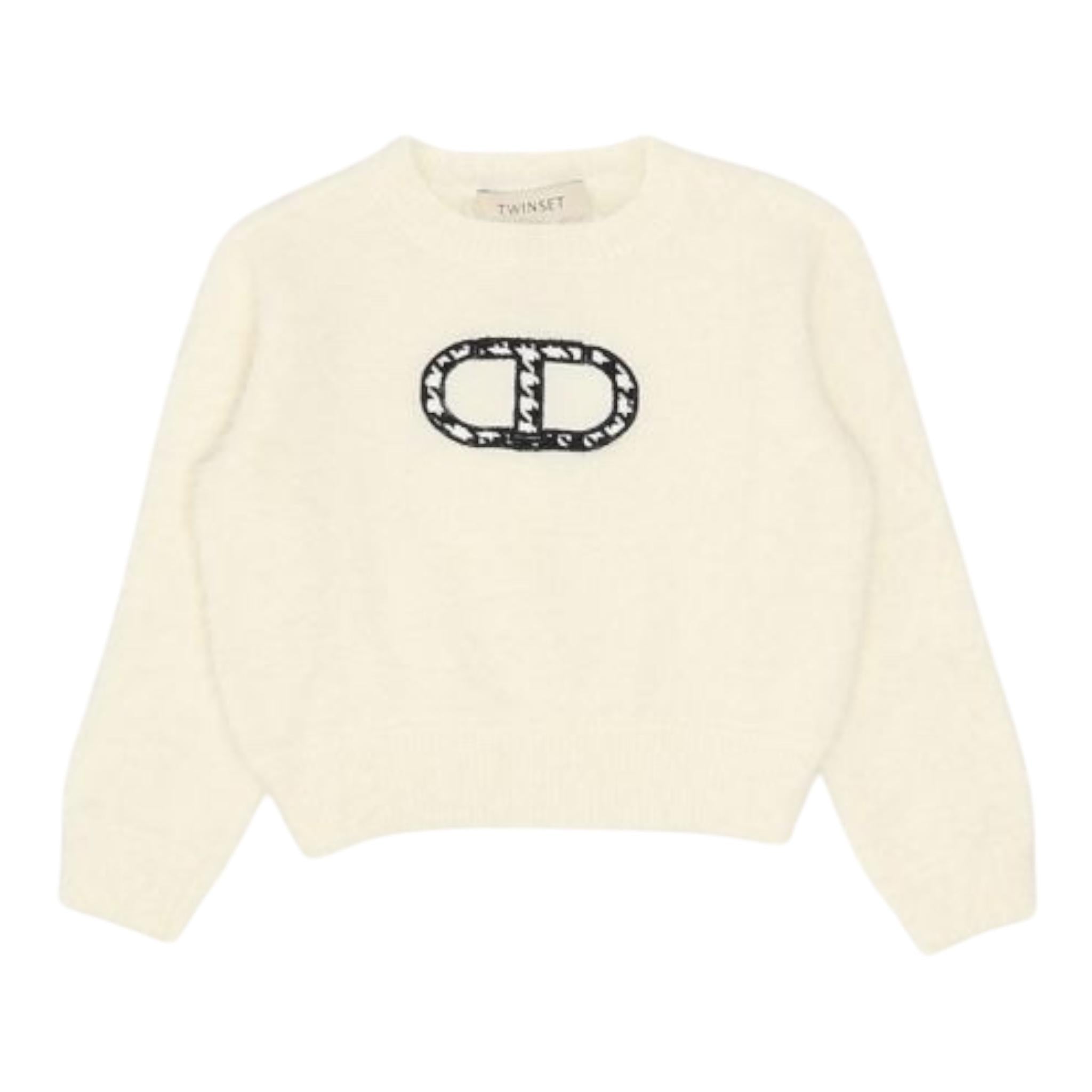 TWINSET maglia tinta unita con stampa Panna per Bambina 242GJ3210 PANNA TWINSET 