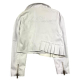 Miss Blumarine Giubbino In Similpelle Tinta Unita Con Rouches Bianco Per Bambina