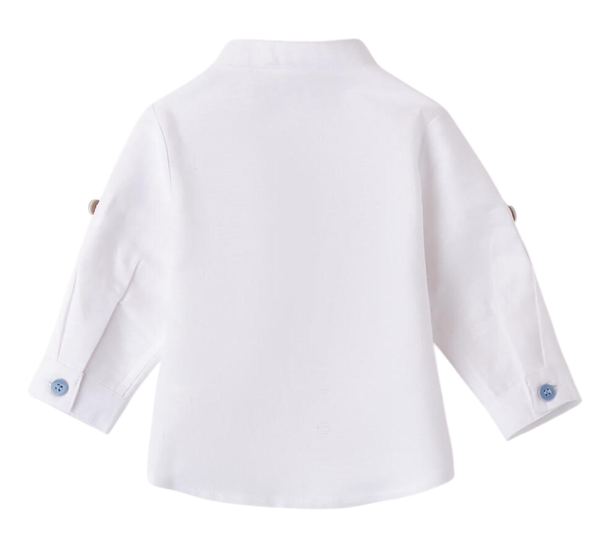 Minibanda Camicia Manica Lunga Tinta Unita Collo Coreano per Neonato 3B603 BIANCO MINIBANDA 