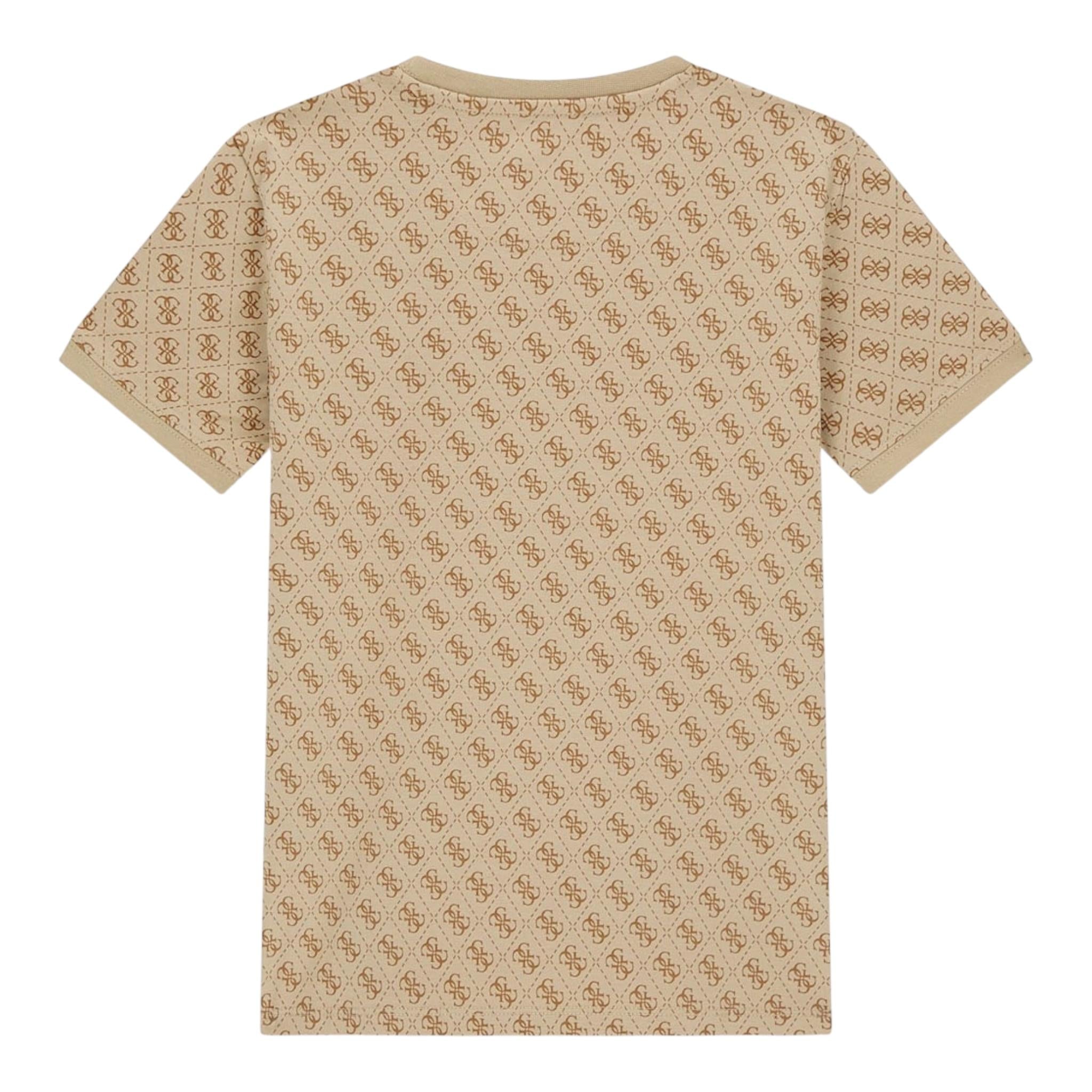 Guess T-Shirt Girocollo Tinta Unita con Stampa Logo per Bambino L4YI47J1314 BEIGE GUESS 
