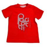 Cesare Paciotti T-Shirt Tinta Unita Girocollo Con Stampa Logo Rosso Per Neonato