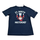 Saint Barth T-Shirt Girocollo Tinta Unita con Stampa per Bambino 00291L BLU SAINT BARTH 