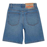 Diesel Bermuda In Denim Tinta Unita Con Girovita Regolabile Azzurro Per Bambino