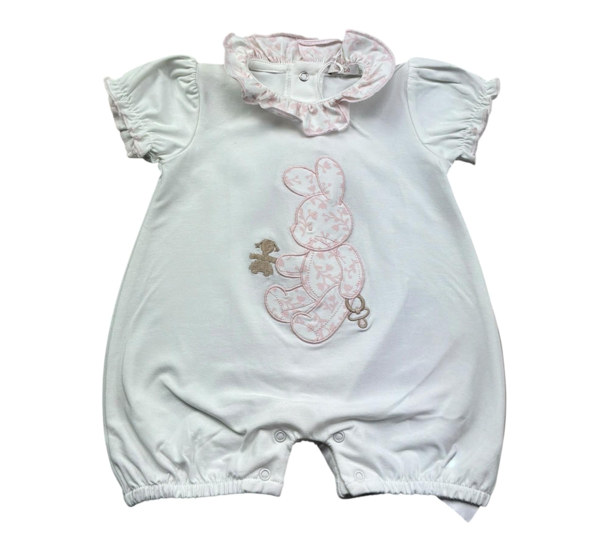 Le Bebe Pagliaccetto Mezza Manica Tinta Unita per Neonata LBG6289 BIANCO LE BEBE 