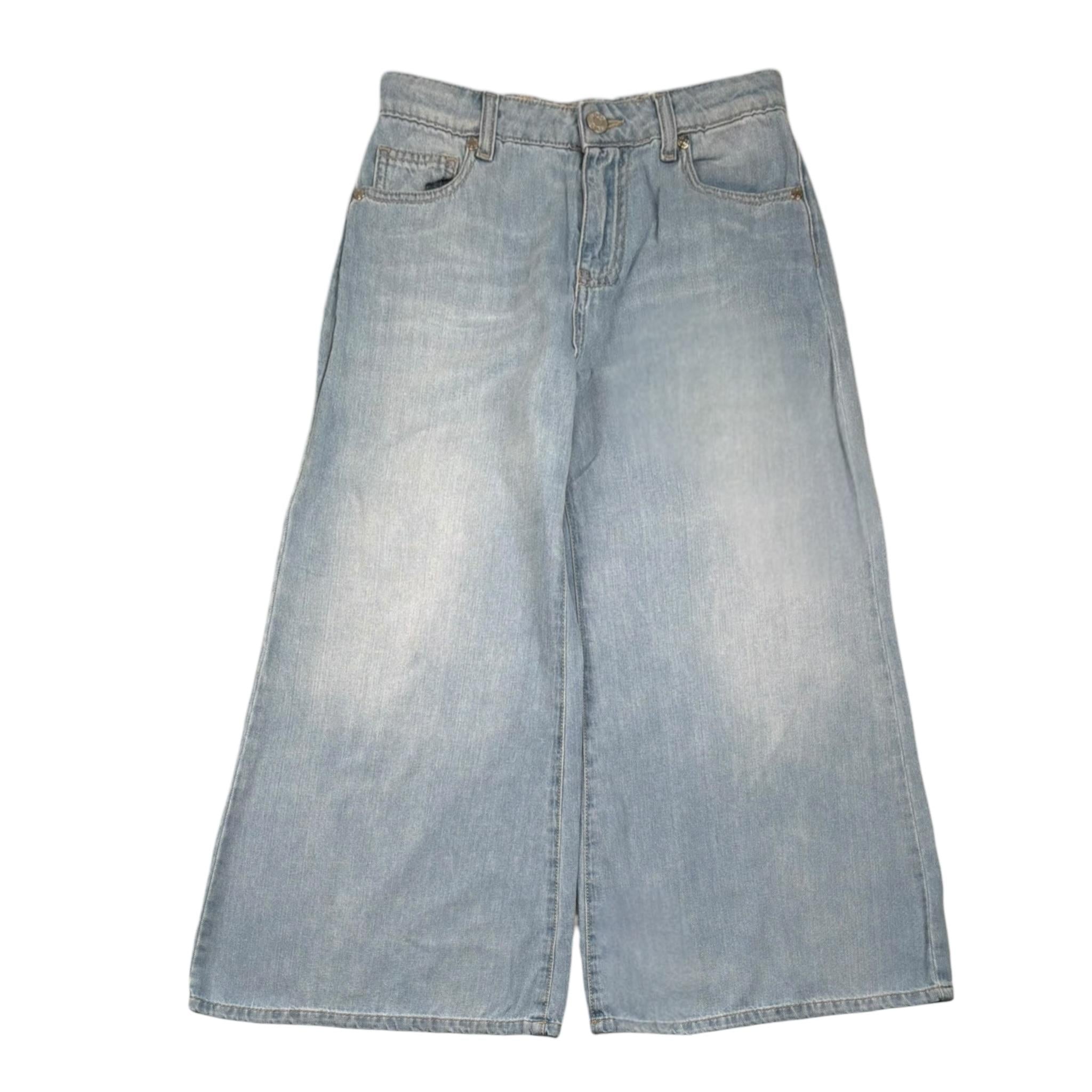 Please Jeans Tinta Unita Modello A Palazzo per Bambina PHR4010G72 AZZURRO PLEASE 