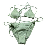 Saint Barth Costume 2 Pezzi Triangolo-Mutandina Tinta Unita per Bambina LEAH VERDE SAINT BARTH 