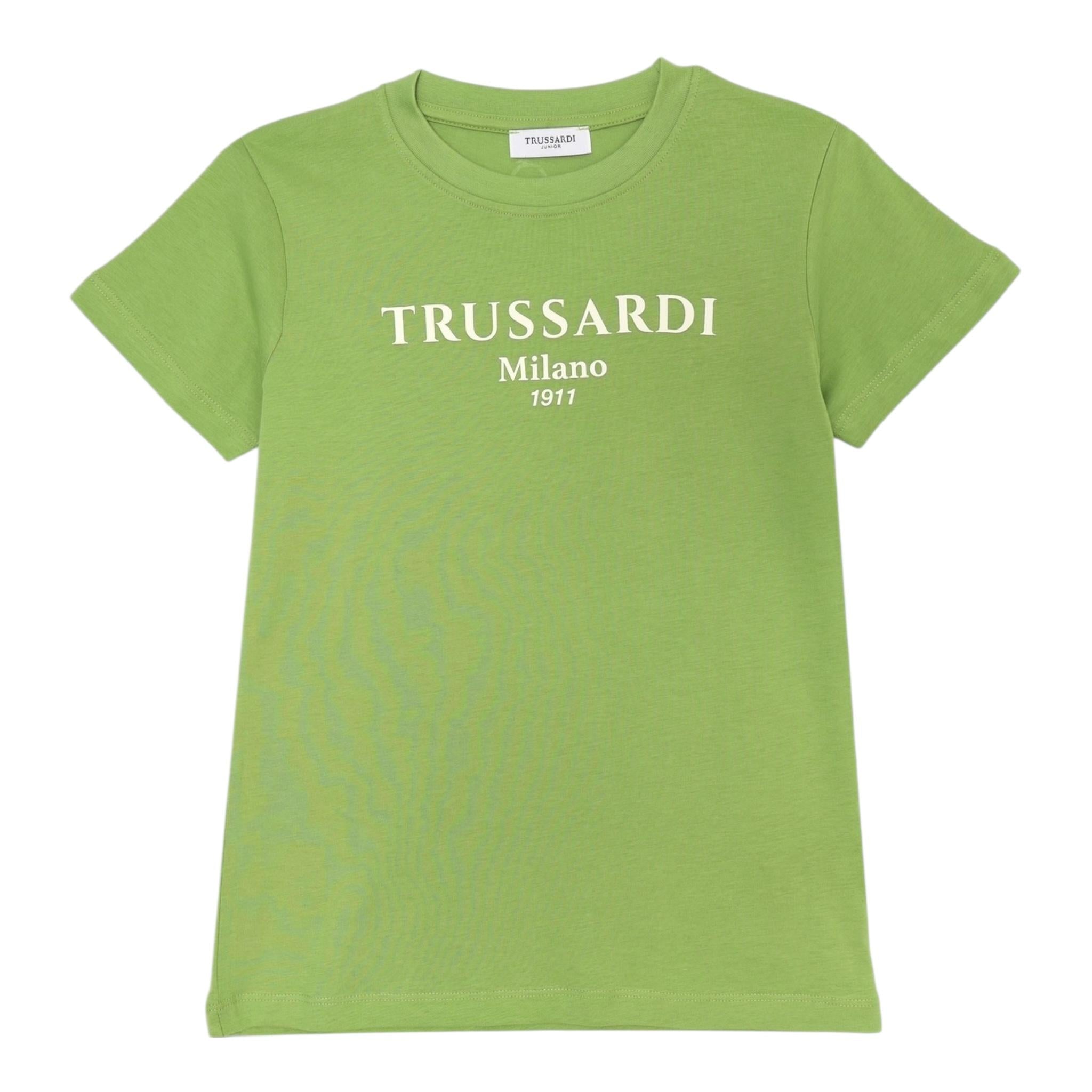 Trussardi T-Shirt Girocollo Tinta Unita con Stampa per Neonato TIP250111TS VERDE TRUSSARDI 
