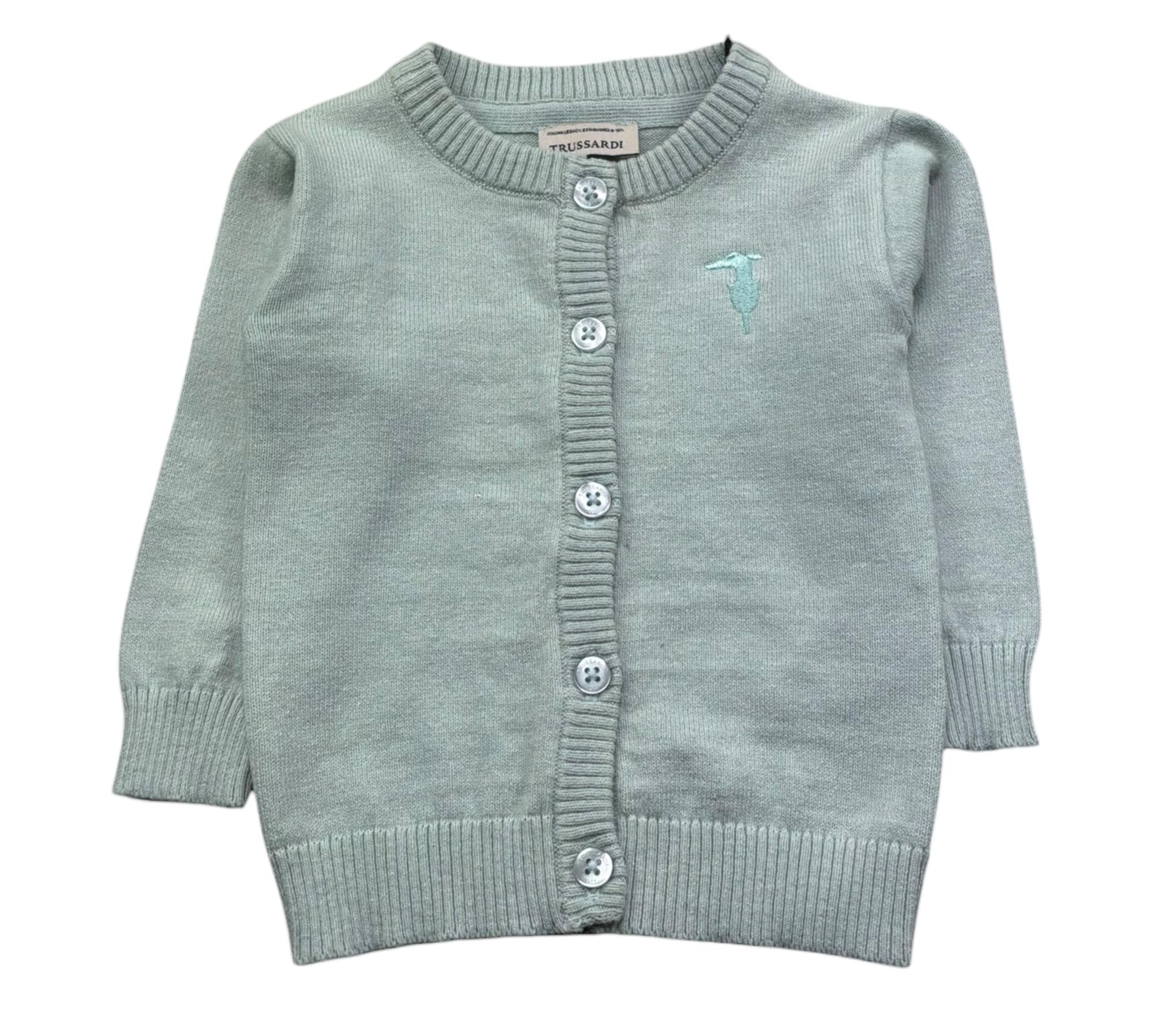 Trussardi Cardigan Tinta Unita con Lofo per Neonato TIP26020CD VERDE ACQUA TRUSSARDI 