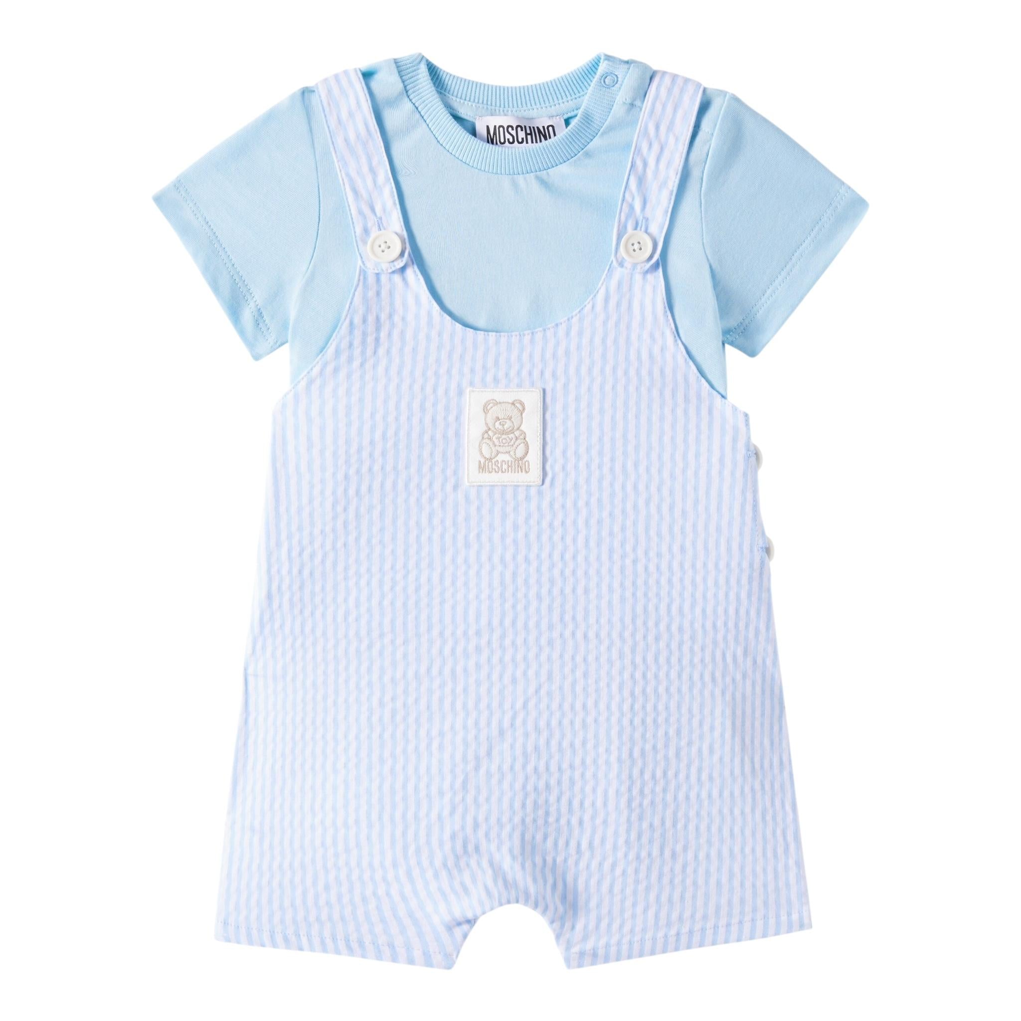 Moschino Completo 2 Pezzi T-Shirt-Salopette per Neonato MUG01I AZZURRO MOSCHINO 