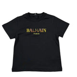 Balmain T-Shirt Girocollo Tinta Unita con Stampa per Neonato BW8541X NERO BALMAIN 
