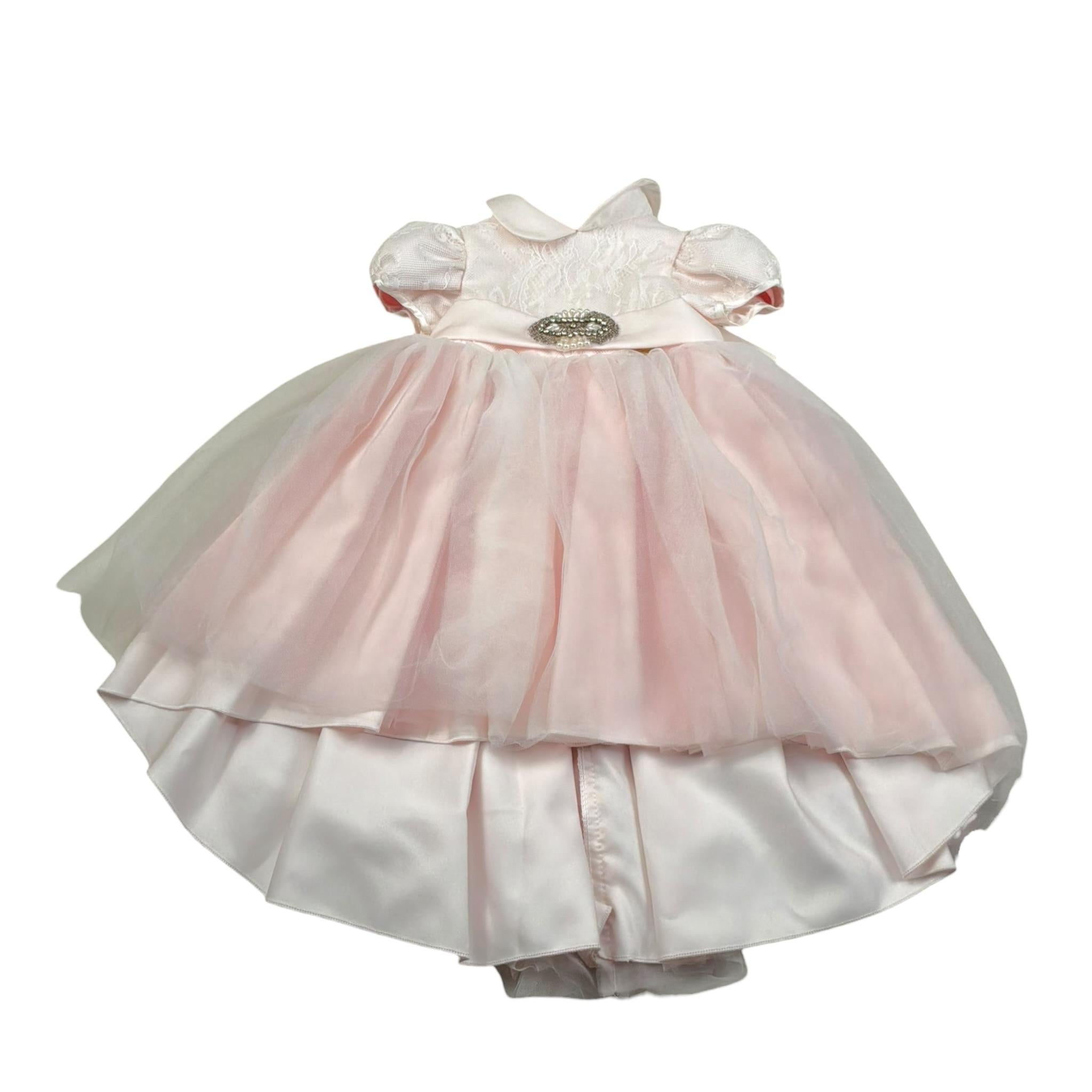 Gai Mattiolo Abito Cerimonia Tinta Unita con Applicazioni per Neonata GM16027 ROSA GAI MATTIOLO 