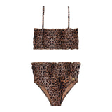 Roberto Cavalli Costume Tinta Unita 2 Pezzi Fascia-Mutandina Fantaisa Maculata Beige Per Bambina