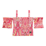 Guess Top Tinta Unita Con Fantasia Astratta Rosa Per Bambina
