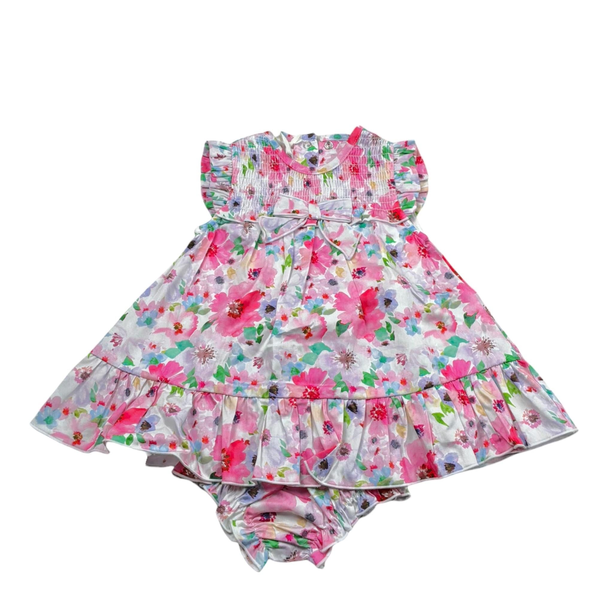 Mini Banda Set Abito-Coulotte Tinta Unita con Stampa per Neonata 3B784X BIANCO MINI BANDA 