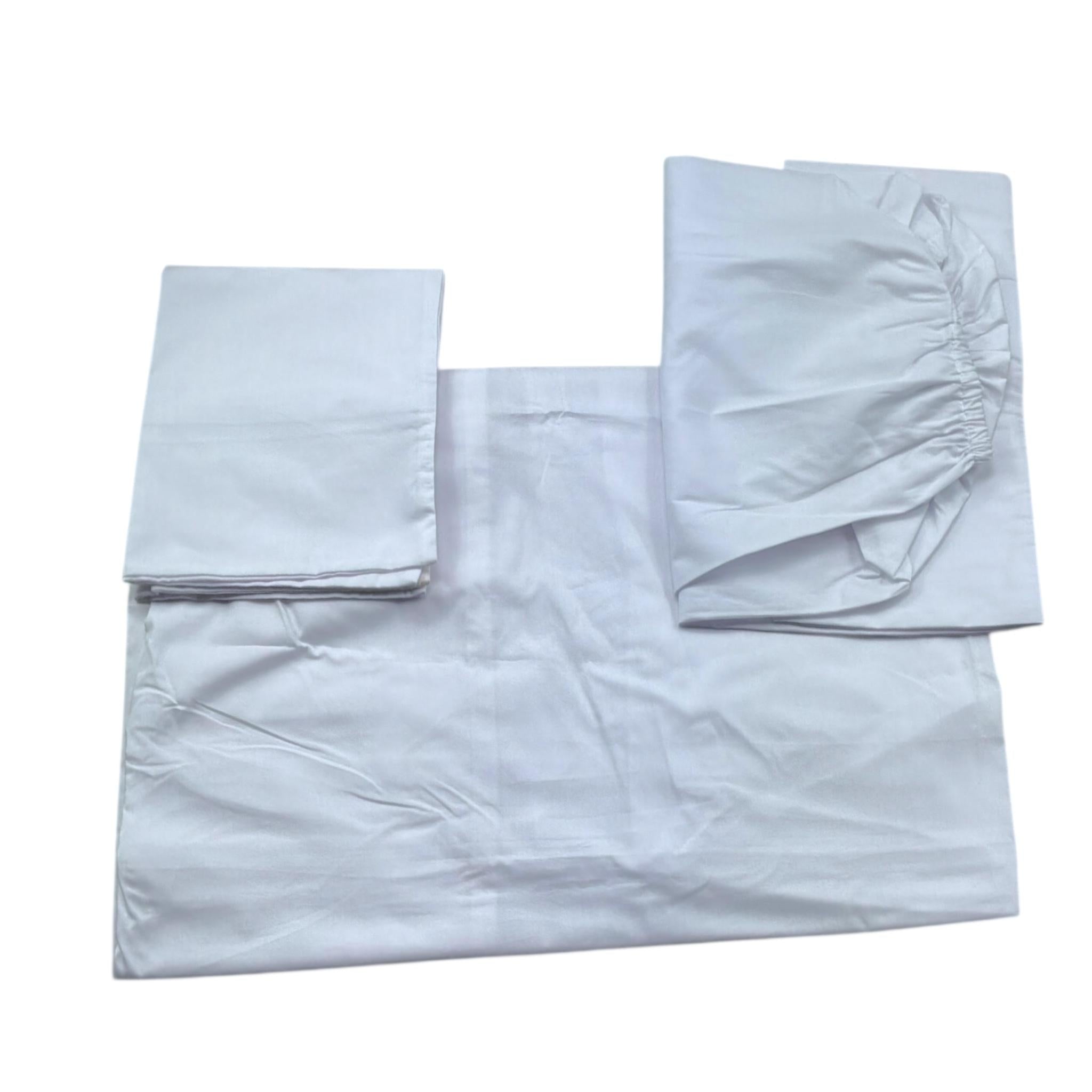 Le Bebe' Lenzuola Set 3 Pezzi Tinta Unita con Stampa per Neonato LBB5284 BIANCO LE BEBE' 