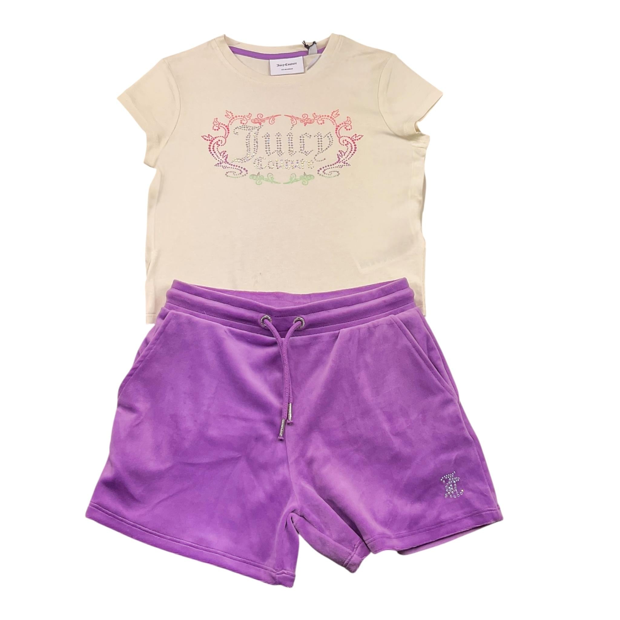 Juicy Couture Completo 2 Pezzi T-Shirt-Short Bicolore per Bambina JBX6511 PANNA JUICY COUTURE 