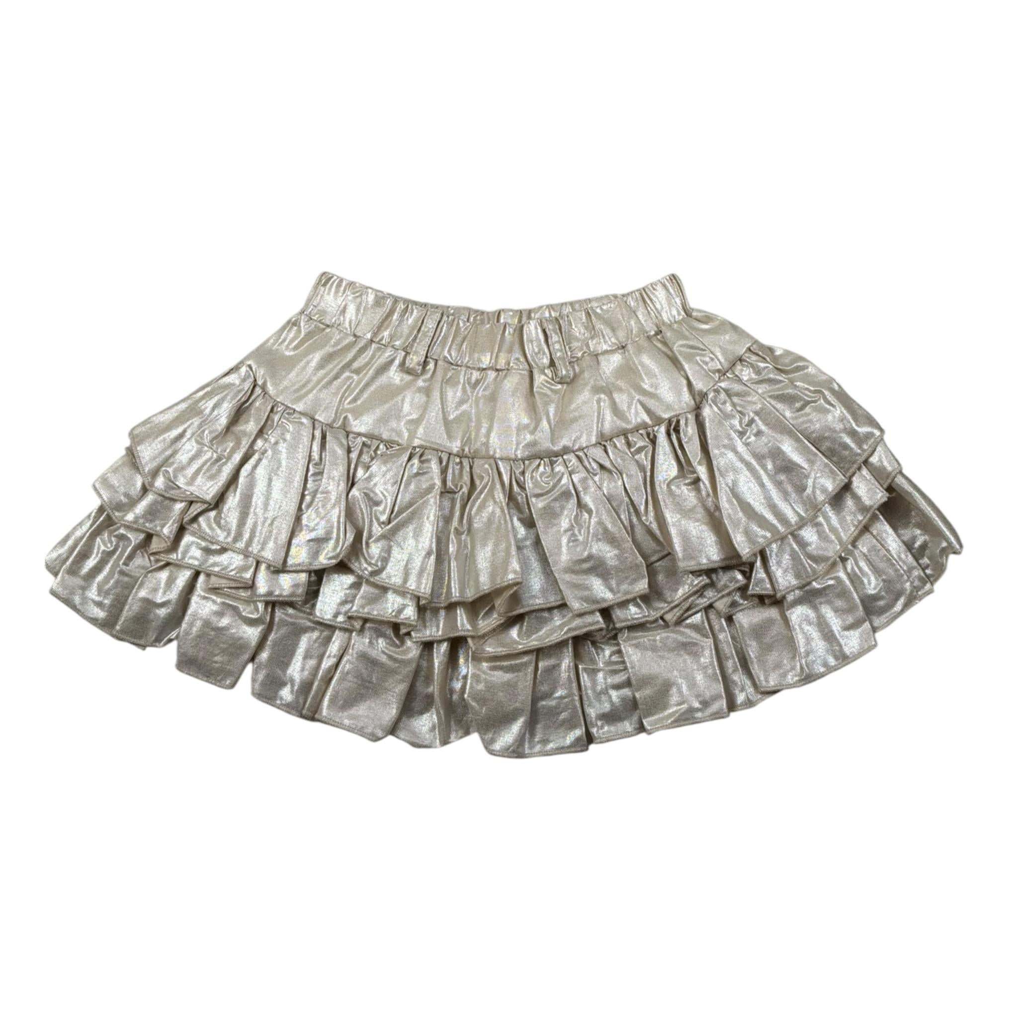 Miss Grant Gonna Tinta Unita con Balze per Bambina MG1343X ORO MISS GRANT 