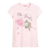 Monnalisa T-Shirt Girocollo Tinta Unita con Stampa Rose per Bambina MNTHS ROSA MONNALISA 