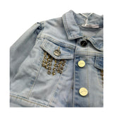 Miss Grant Giubbno In Denim Tinta Unita con Applicazioni per Bambina MG1033J AZZURRO MISS GRANT 