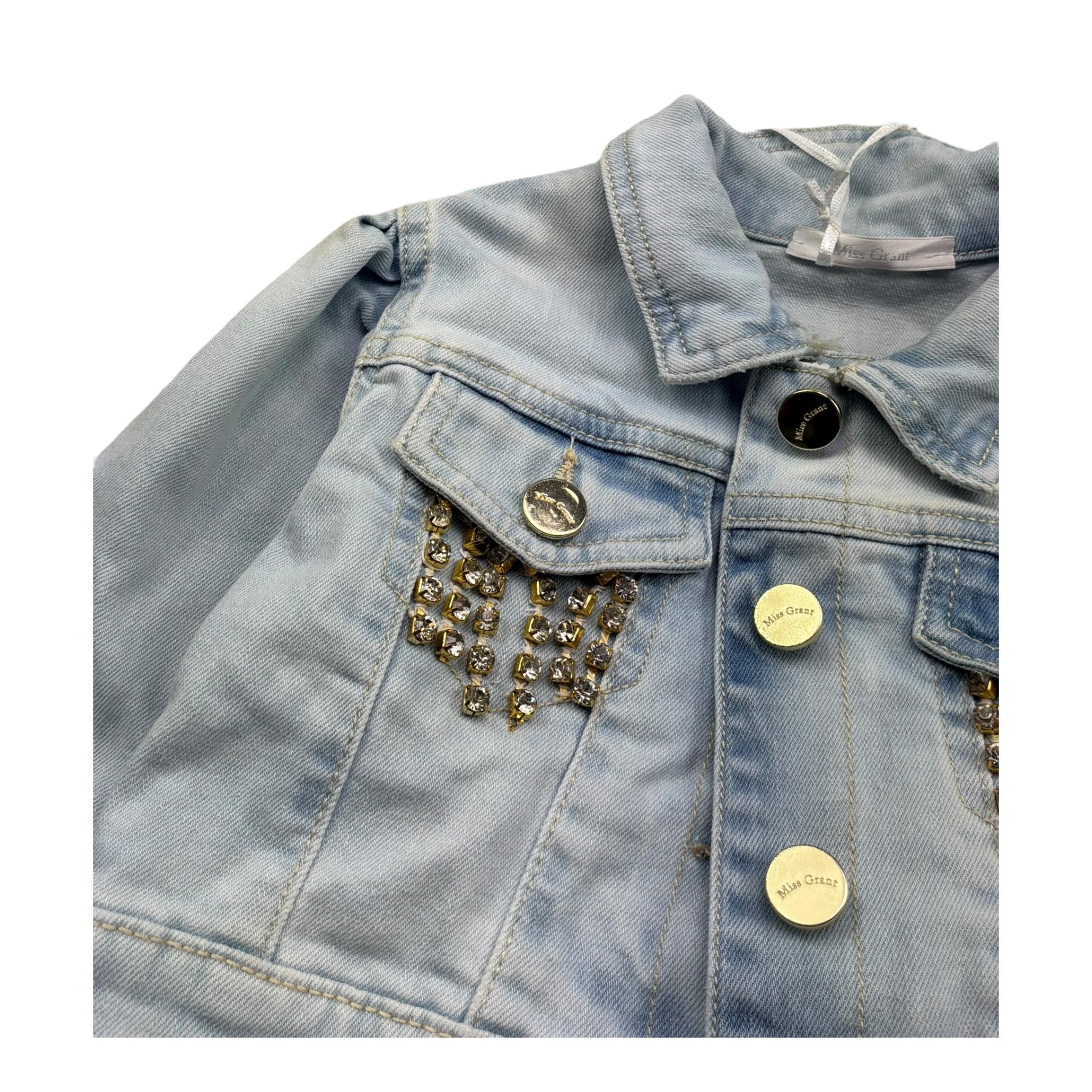 Miss Grant Giubbno In Denim Tinta Unita con Applicazioni per Bambina MG1033J AZZURRO MISS GRANT 