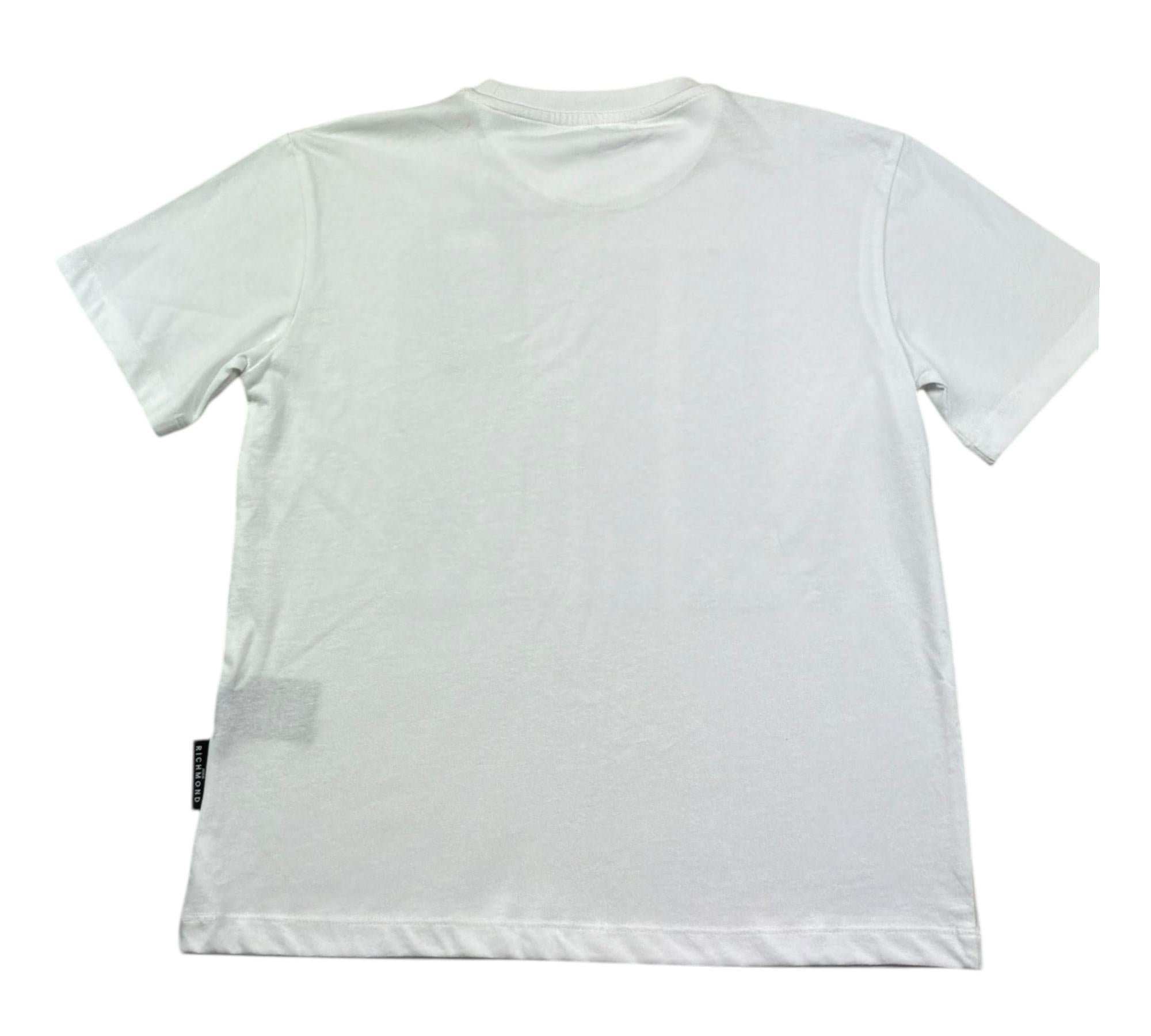 John Richmond T-Shirt Girocollo Tinta Unita con Brillantini per Bambina RGP26207TS BIANCO JOHN RICHMOND 