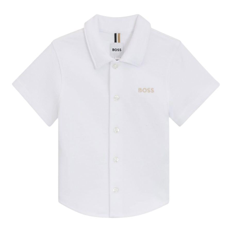 Boss Camicia Mezza Manica Tinta Unita per Bambino J52092XX BIANCO BOSS 