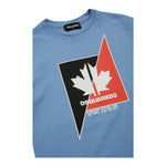 Dsquared2 T-Shirt Girocollo Tinta Unita con Stampa per Bambino DQ2211 AZZURRO DSQUARED2 