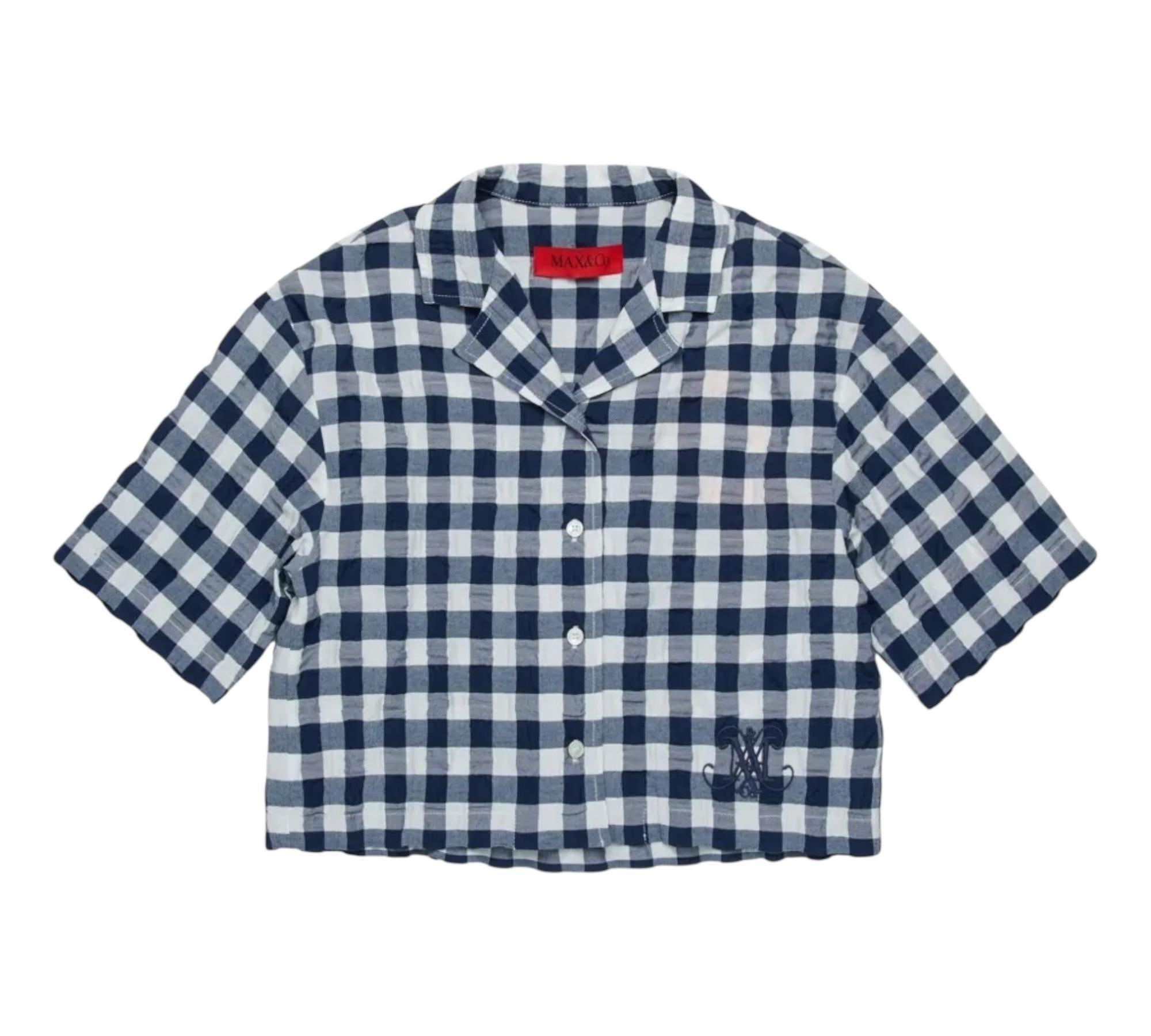 Max&Co. Camicia Mezza Manica Fantasia Quadri per Bambina MX0123 BIANCO/BLU MAX&Co. 