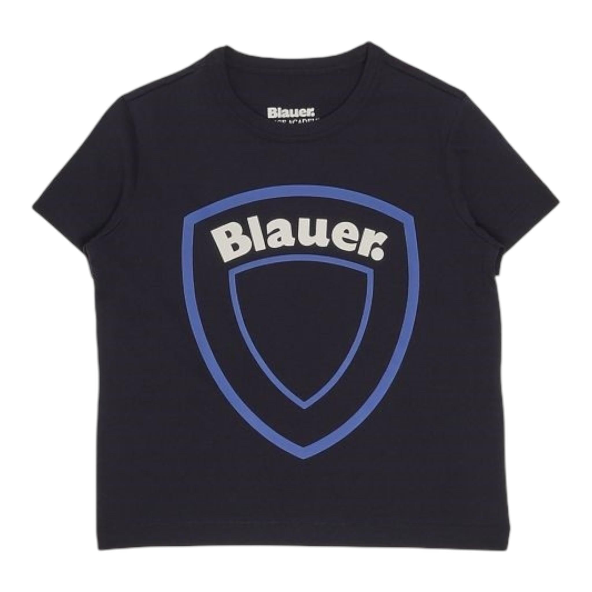 Blauer T-Shirt Giricollo Tinta Unita con Stampa per Bambino 24SBLKH02508 BLU BLAUER 