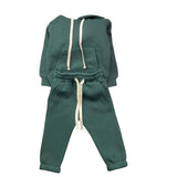 F-MAN completo 2pz tinta unita felpa-pantalone Verde per Neonato NEO1111 VERDE F-MAN 