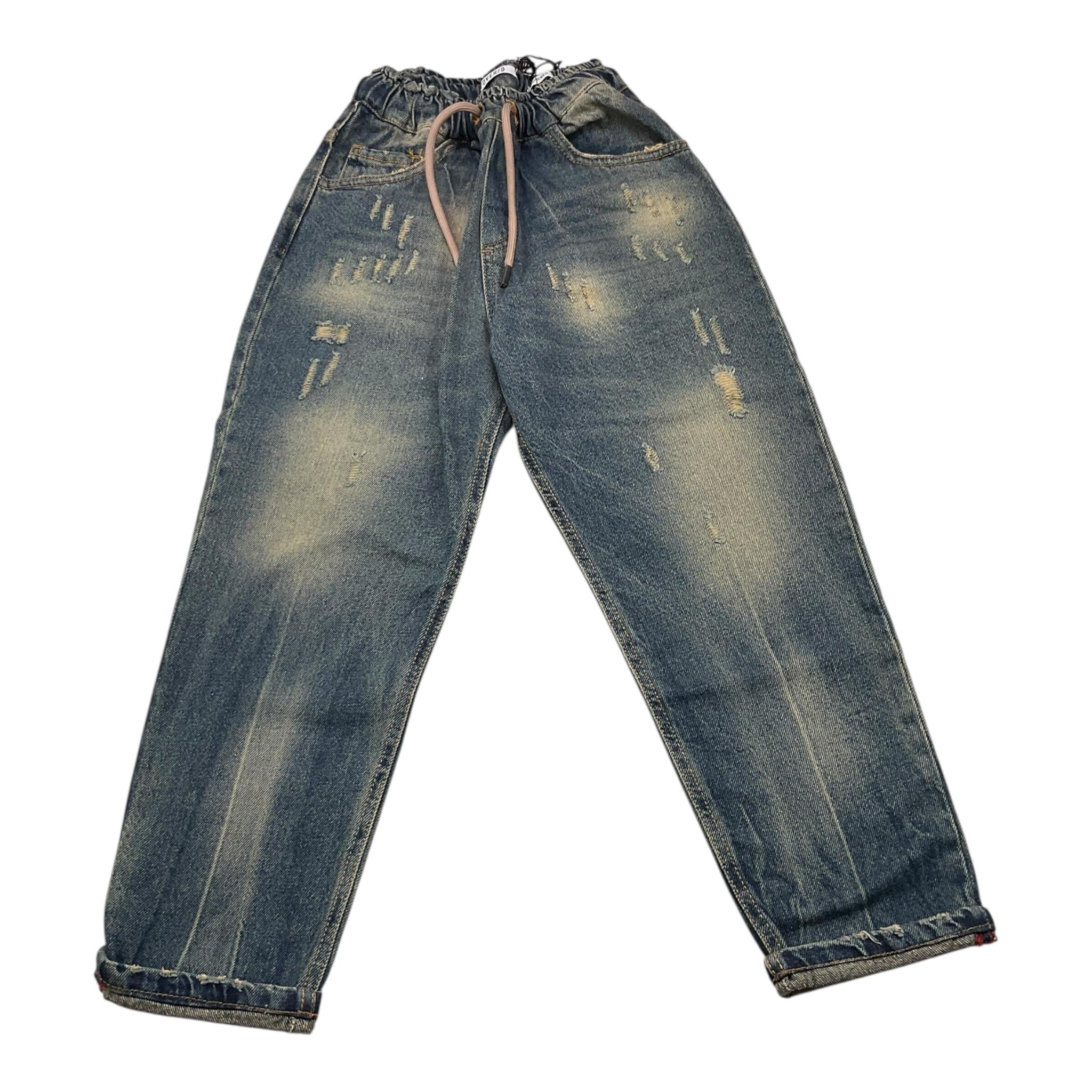 OVER-D jeans tinta unita con elastico in vita Azzurro per Bambino OK1775 AZZURRO OVER-D 