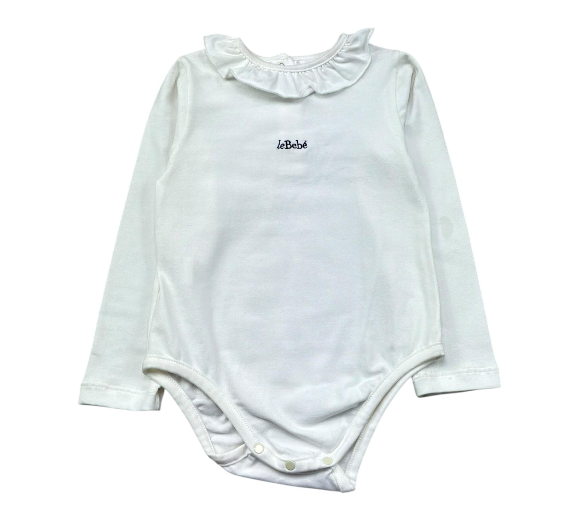 Le Bebe Body Manica Lunga Tinta Unita con Logo per Bambina LBG0462 BIANCO LE BEBE 
