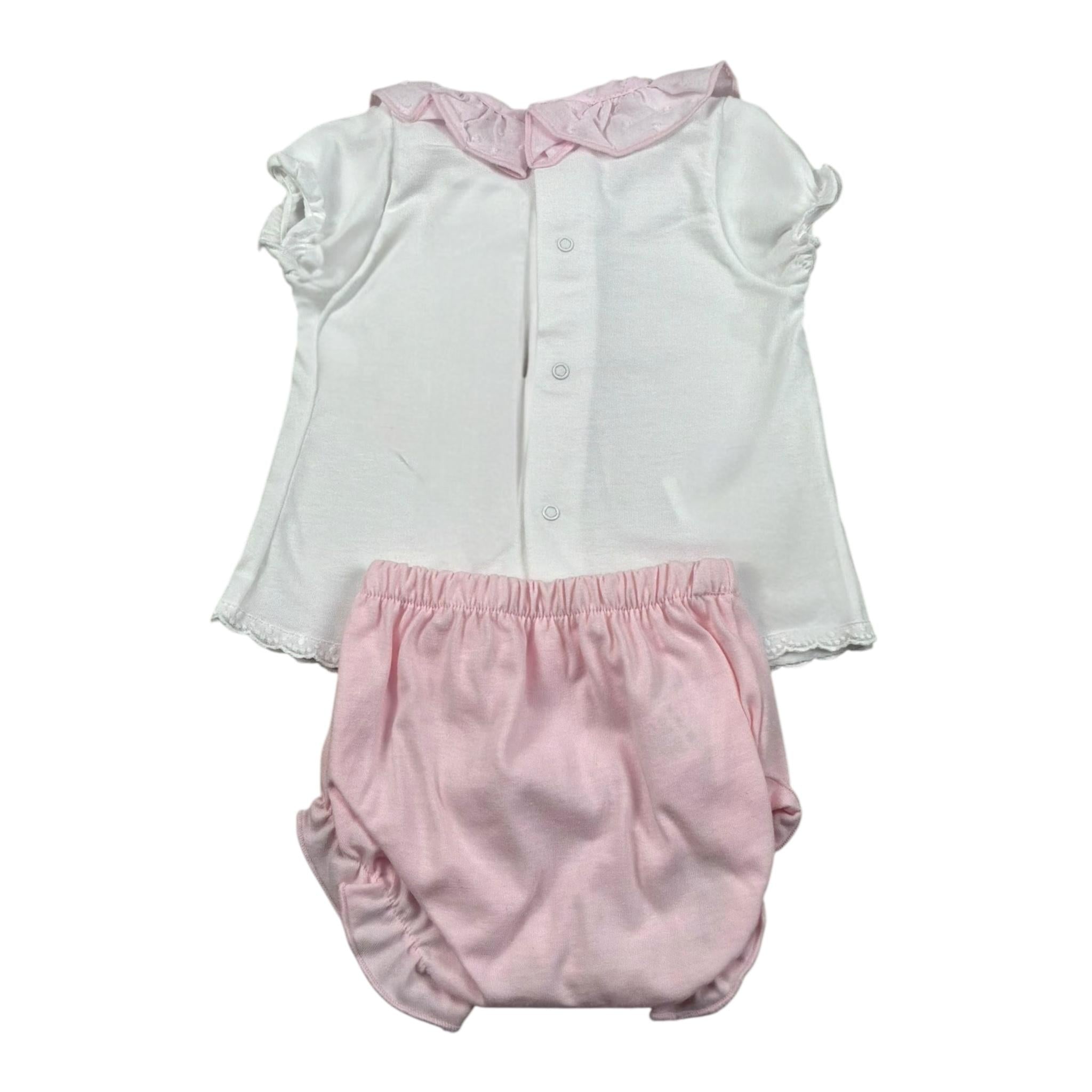 Calamaro Completo 2 Pezzi T-Shirt-Culotte per Neonata 11101 BIANCO/ROSA CALAMARO 