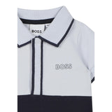 Boss Pagliaccetto Mezza Manica Bicolore per Neonato J52207 BLU BOSS 