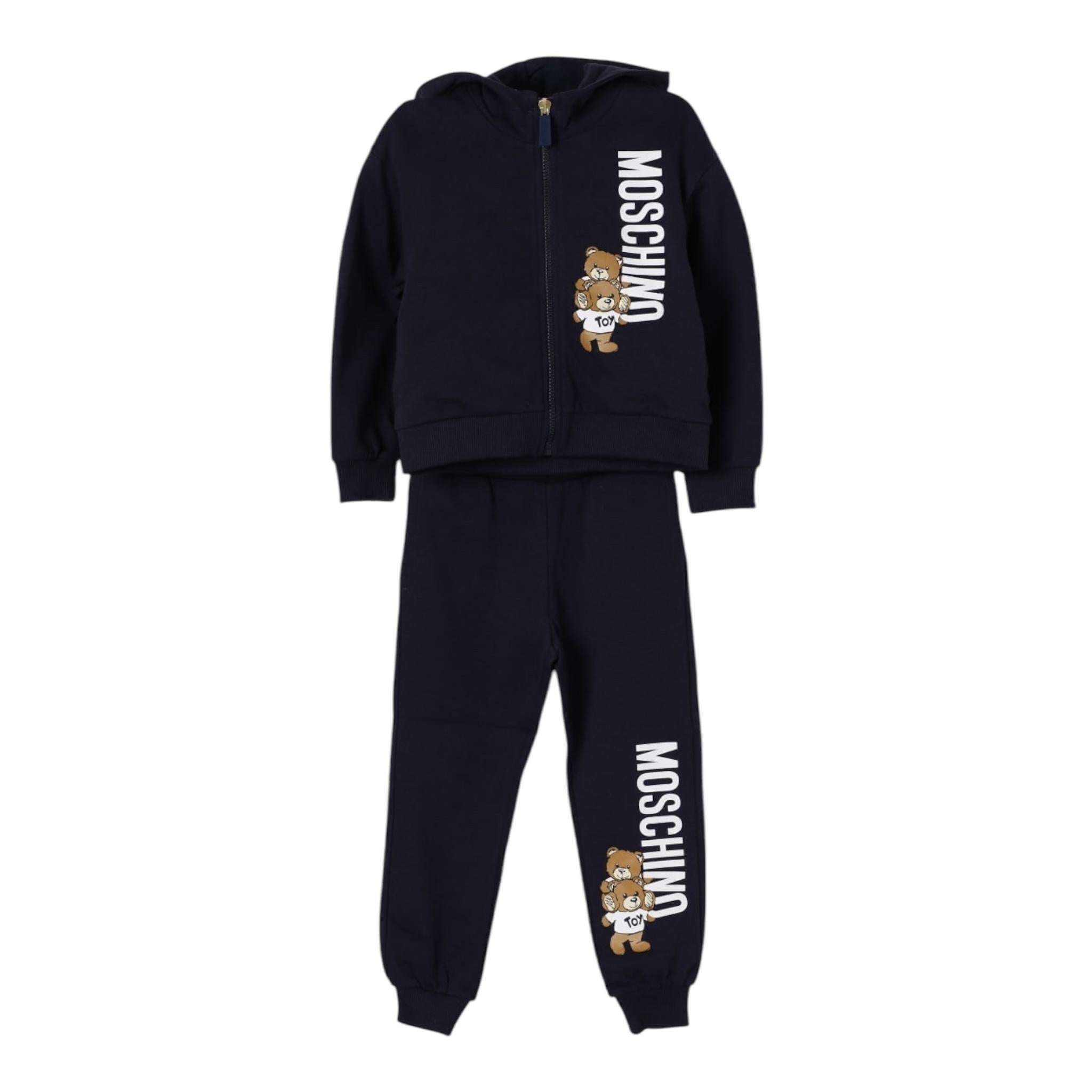 MOSCHINO completo 2pz in tuta felpa-pantalone tinta unita Blu per Bambino HUK03X BLU MOSCHINO 