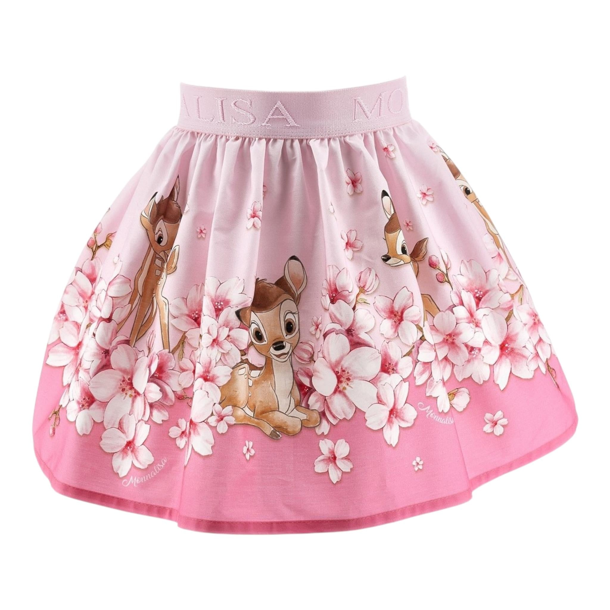 Monnalisa Gonna Tinta Unita con Stampa Disney per Bambina 11E702 ROSA MONNALISA 