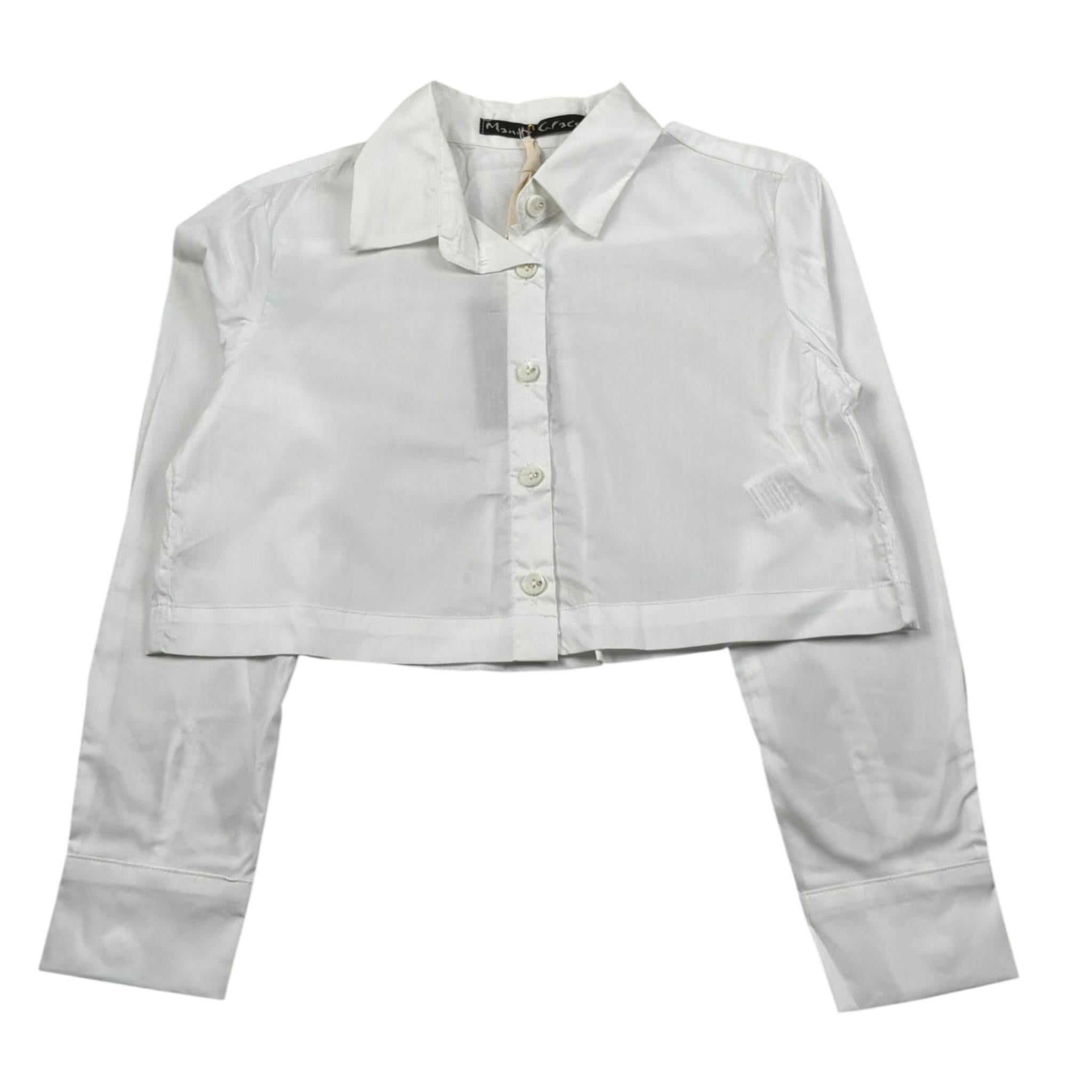 Manila Grace Camicia Manica Lunga Tinta Unita per Bambina MG2636 BIANCO MANILA GRACE 