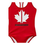Dsquared2 Costume Intero Tinta Unita con Stampa per Bambina DQ0053 ROSSO DSQUARED2 