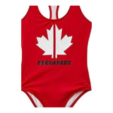 Dsquared2 Costume Intero Tinta Unita con Stampa per Bambina DQ0053 ROSSO DSQUARED2 