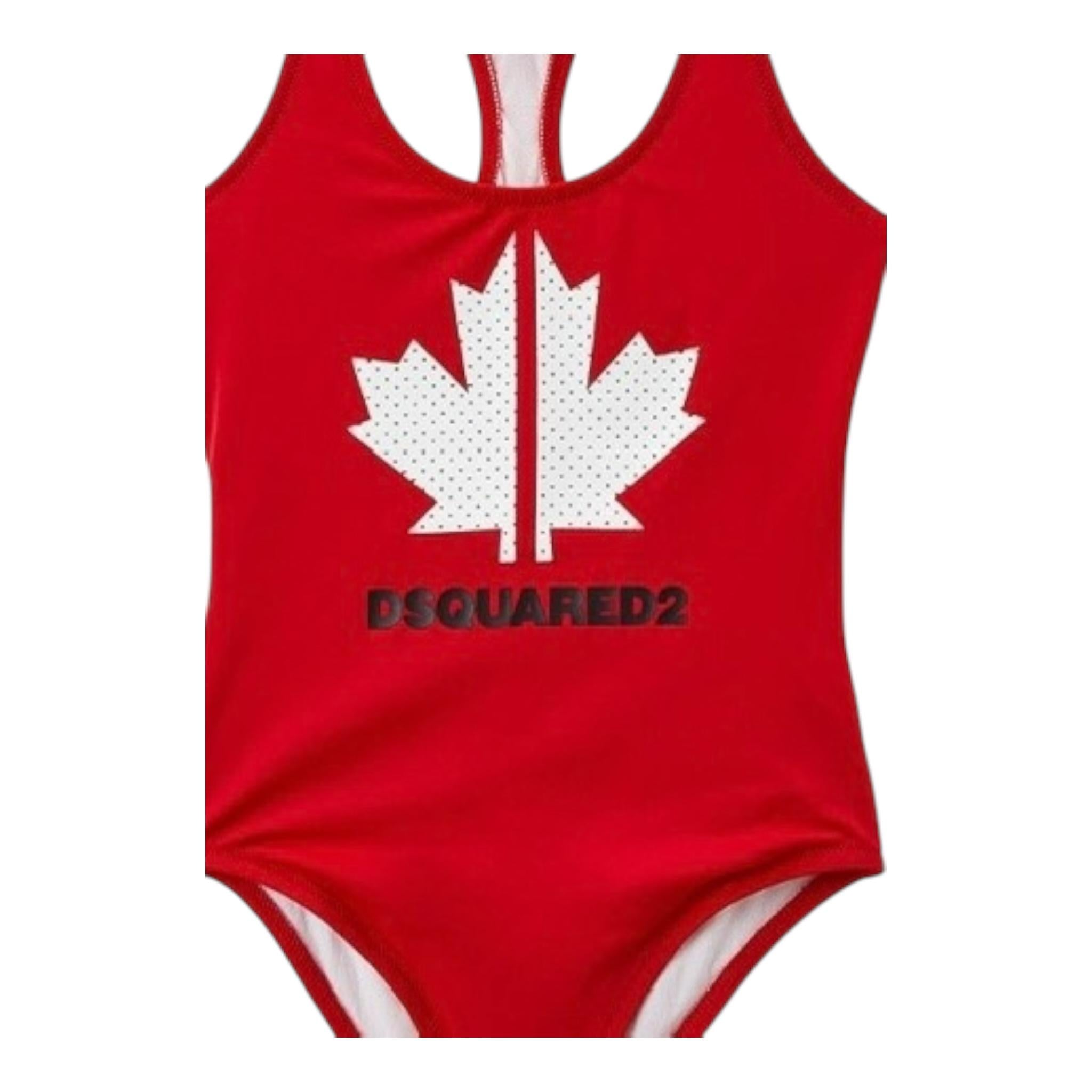 Dsquared2 Costume Intero Tinta Unita con Stampa per Bambina DQ0053 ROSSO DSQUARED2 