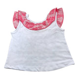 Mariuccia Schlichtes Tanktop mit kontrastierenden Rüschen Weiß für Baby Mädchen
