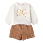 SARABANDA completo 2pz bicolore felpa-short Bianco/cammello per Bambina 0A275 BIANCO/CAMMELLO SARABANDA 